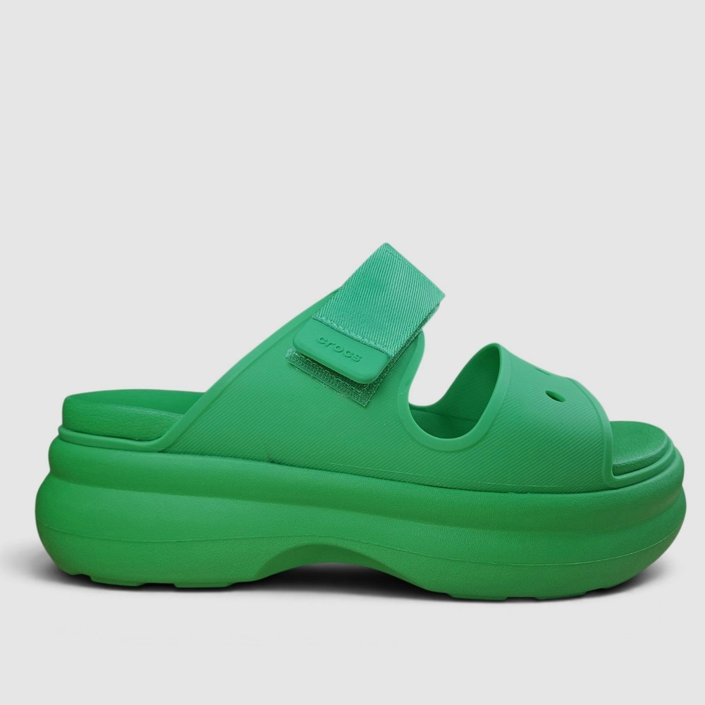 Crocs Platform Slide Sandals Size 11 Women Green Soho Adjustable Two Strap Beach